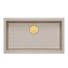 Quadron LOGAN 110 GraniteQ zlewozmywak pearl beige 76x45x23,5 cm 1-komorowy podwieszany z syfonem manualnym złoty HQD7644U2PVDG1U